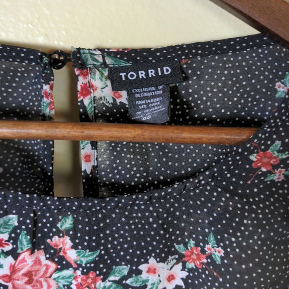 Torrid Black Floral Printed Sheer Blouse - Picture 3 of 8